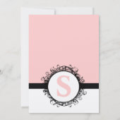 Roze Monogram Weddenschap Uitnodigen of een kleur Kaart (Achterkant)