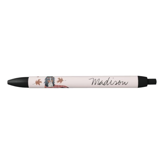 Roze monogram zwarte pen pen (Voorkant)
