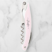 Roze Monogrammed Beer Wine Kurkentrekker Bottle Op (Voorkant)