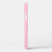Roze monogrammed chevron patroon iPhone 12 hoesje (Achterkant / Rechts)