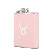 Roze monogrammed Flask - Zodiac - Taurus Heupfles (Links)