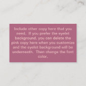 Roze monogrammen Eyelet Visitekaartje (Achterkant)