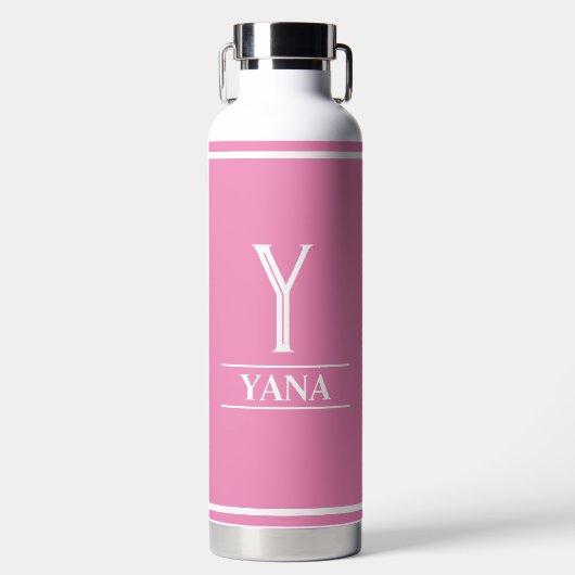 Roze monogrammen waterfles (Voorkant)