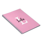 Roze Monogramnaam Script Persoonlijk Ontwerp Notitieboek (Rechterzijde)