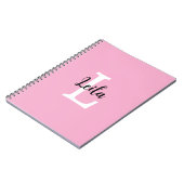 Roze Monogramnaam Script Persoonlijk Ontwerp Notitieboek (Linkerzijde)