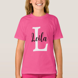 Roze Monogramnaam Script Persoonlijk Ontwerp T-shirt