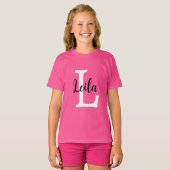 Roze Monogramnaam Script Persoonlijk Ontwerp T-shirt (Voorkant volledig)