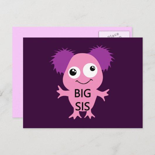 Roze Monster Big Sister Briefkaart (Voorkant / Achterkant)