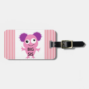 Roze Monster Oudere Zus Bagagelabel