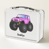 Roze monstertruck cartoon illustratie (Achterkant)