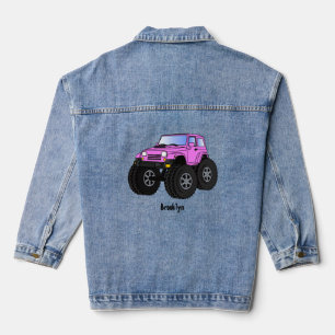 Roze monstertruck cartoon illustratie denim jacket