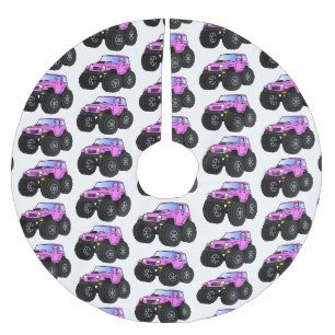 Roze monstertruck cartoon illustratie kerstboom rok