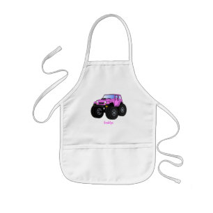 Roze monstertruck cartoon illustratie kinder schort