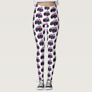 Roze monstertruck cartoon illustratie leggings