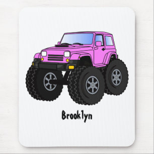 Roze monstertruck cartoon illustratie muismat