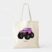 Roze monstertruck cartoon illustratie tote bag (Achterkant)