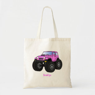 Roze monstertruck cartoon illustratie tote bag