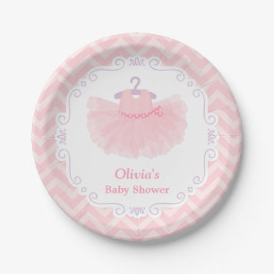 Roze Mooie Ballerina Tutu Baby Meisje Shower Benod Papieren Bordje