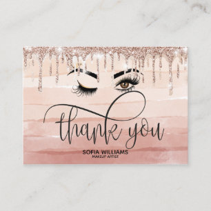 Roze mooie bruine ogen met gouden kroonnazorg aanbevelingskaartje