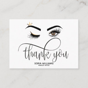 Roze mooie bruine ogen met gouden kroonnazorg aanbevelingskaartje