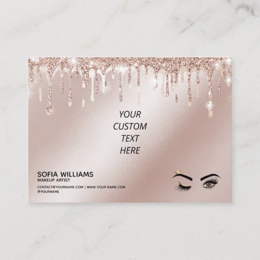 Roze mooie bruine ogen met gouden kroonnazorg aanbevelingskaartje (Achterkant)