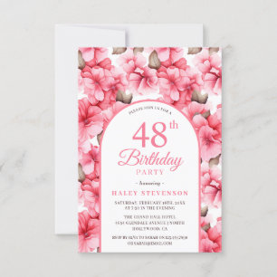 Roze Mooie Tuin Bloemboog Chic 48e Verjaardag Kaart