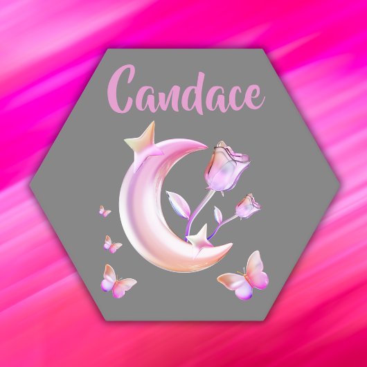  Roze- Moon, Butterfly, Floral - Monogram | Kartonnen Onderzetters