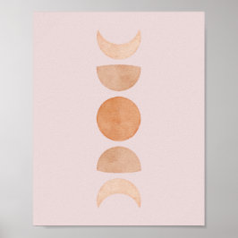 Roze moonfasenwand| Blush & Gold & Gold Poster