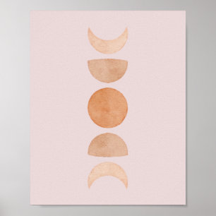 Roze moonfasenwand Blush & Gold & Gold Poster