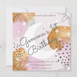 Roze moonuitnodiging kaart