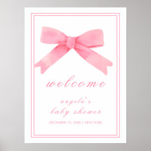 Roze Mopje Strik Meisje Baby Shower Welkom Poster