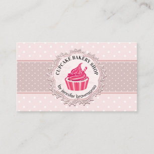 Roze Moppertje Cupcake Visitekaartje