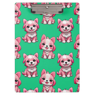 Roze Moppige Honden - Groen Klembord