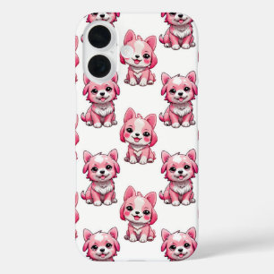 Roze Moppige Honden - Wit  iPhone 16 Hoesje