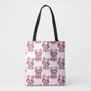 Roze Moppige Honden - Wit Draagtas