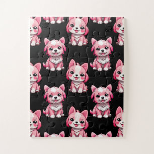 Roze Moppige Honden - Zwart Legpuzzel