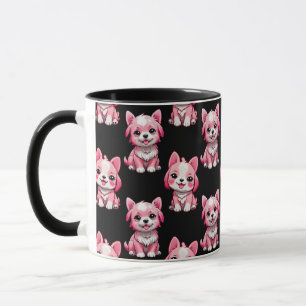 Roze Moppige Honden - Zwart Mok