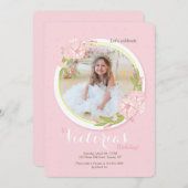 Roze Morning Glory Foto Uitnodiging (Voorkant / Achterkant)