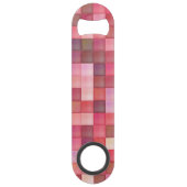 Roze Mosaic Squares Patroon Speed Flessenopener (Achterkant)