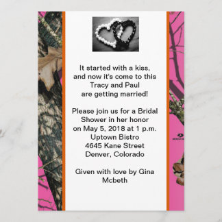 Roze Mossy Oak Bridal Shower-uitnodiging Kaart