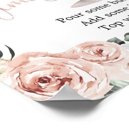 Roze mosterd Roos Petals en Prosecco Mimosa Bar Poster (Hoek)