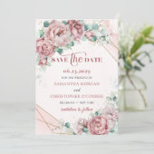 Roze mosterdgroen eucalyptusgoud met uitzondering  save the date (Staand voorkant)