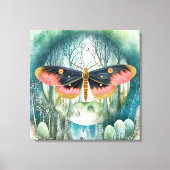 Roze Moth Bos Night Canvas Afdruk (Voorkant)