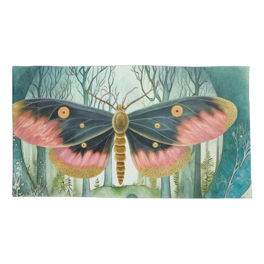 Roze Moth Bos Night Kussensloop (Achterkant)