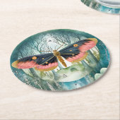 Roze Moth Bos Night Ronde Kartonnen Onderzetter (Gebogen)