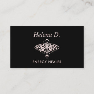 Roze Moth Butterfly Moon Phase Reiki Practitioner Visitekaartje