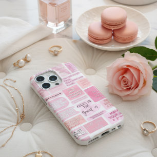 Roze Motivatie Quotes Collage Esthetische Telefoon iPhone 15 Pro Max Hoesje