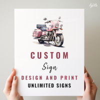 Roze Motorfiets Verjaardag Custom Sign