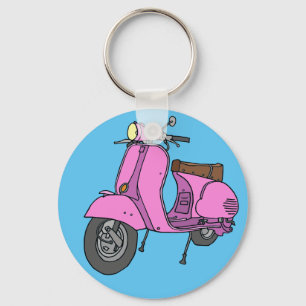 Roze motorscooter sleutelhanger