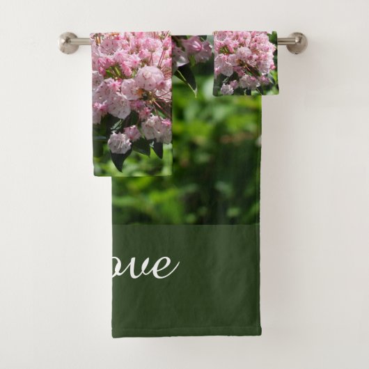 Roze Mountain Laurel Groen Bladeren Badhanddoek Se Bad Handdoek (Insitu)